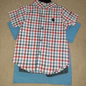 🥳SOLD🥳Carhartt 3pc Boys Outfit Denim Short/Shirt